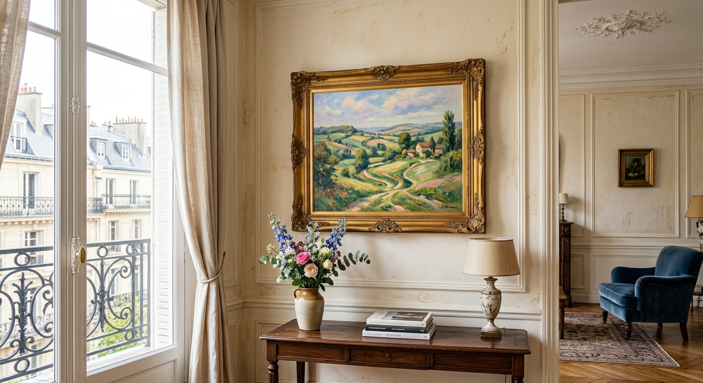 Tableau encadré dans un salon parisien élégant